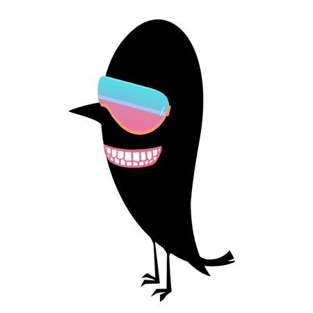 Slidebird Vogel mit Mund und Brille